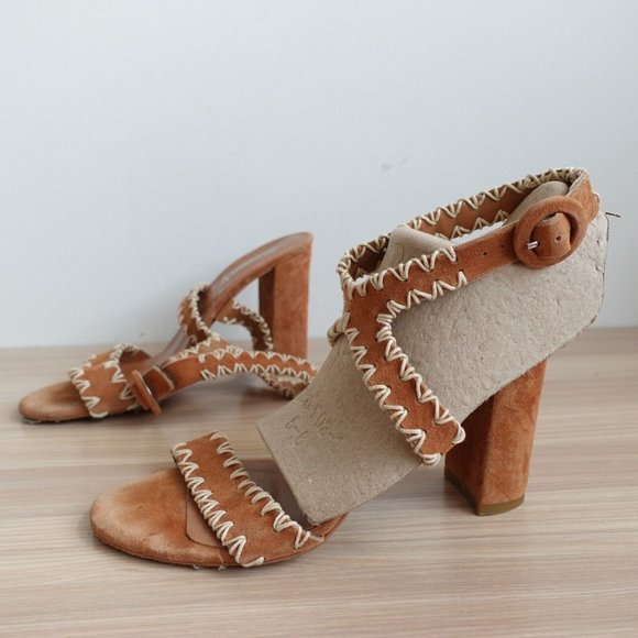 Bagatt Shoes Women Leather Size 39 Sandals Ankle Strap Heel Brown 8.5 Boho ITALY - Picture 1 of 15